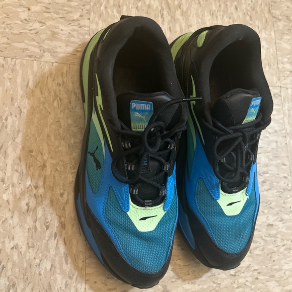 PUMA RS SYSTEM Blue Green Black Mesh Low Top Men\'s Running Sneakers main image 4
